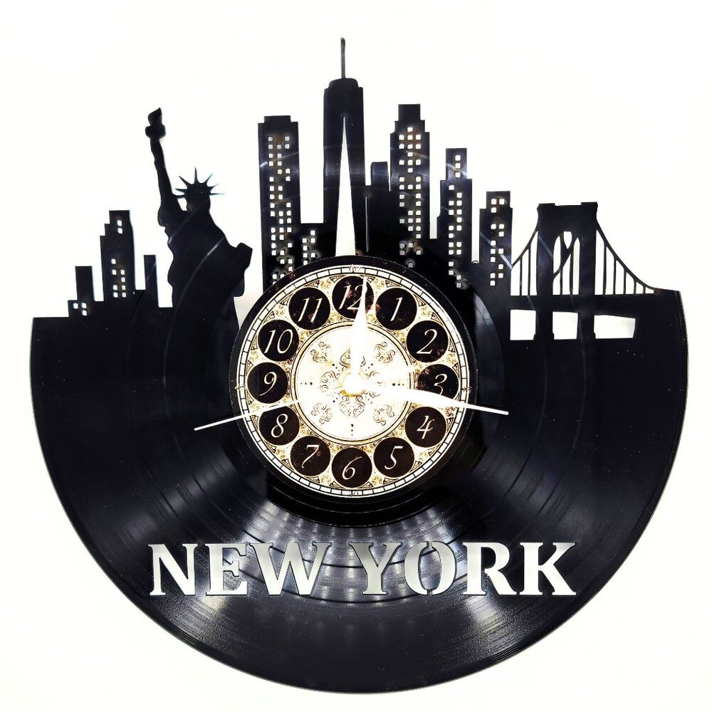 NEW YORK vinyl record wall clock
